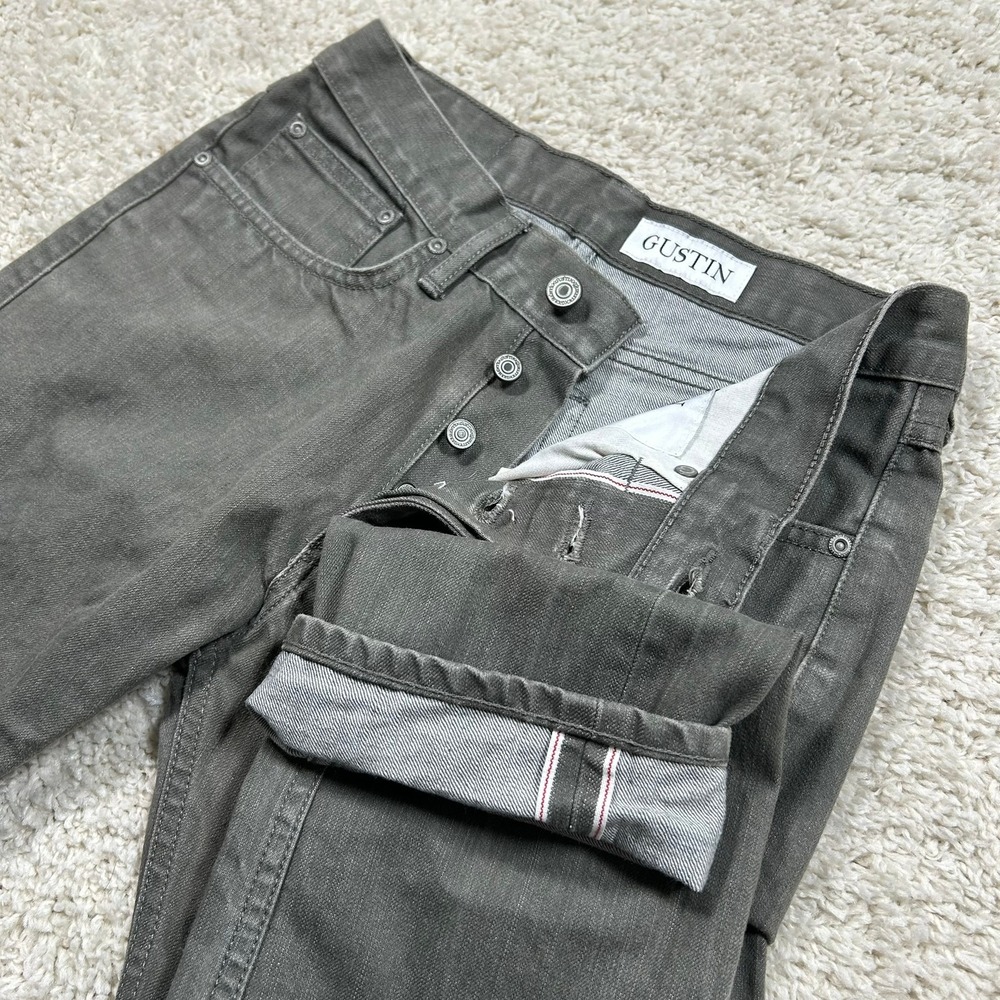Gustin Selvedge Denim Jeans 32X34 Grey Slim Fit Button Fly Made in USA